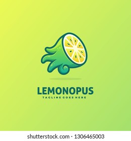 Creative combination Octopus and Lemon in cartoon style logo. Suitable for Creative Industry, Multimedia, entertainment, Educations, Shop, and any related business