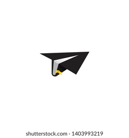 Creative combination paper plane and book for logo - icon with variant color