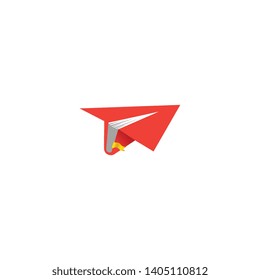 Creative combination paper plane and book for logo - icon with variant color