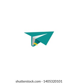 Creative combination paper plane and book for logo - icon with variant color
