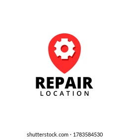 creative combination of pin location icon and gear shape