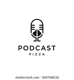 Creative Combination Pizza And Podcast Logo Design