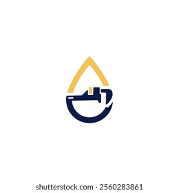 A creative combination of a water drop and a wrench, symbolizing expertise in water-related services