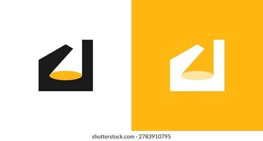 a Creative combining spotlight and home logo design . Abstract home with spotlight logo design vector icon symbol