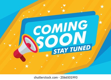 Creative coming soon teaser yellow and blue background Vector