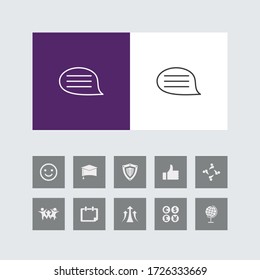 Creative Comments or Speech Bubble Line Icon with Bonus Icons. 