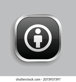 creative commons by line icon design. Glossy Button style rounded rectangle isolated on gray background. Vector illustration