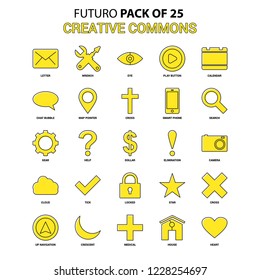 Creative Commons Icon Set. Yellow Futuro Latest Design icon Pack