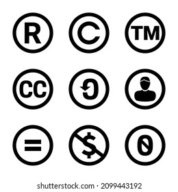 Iconos de licencia Creative Commons e icono de marca registrada