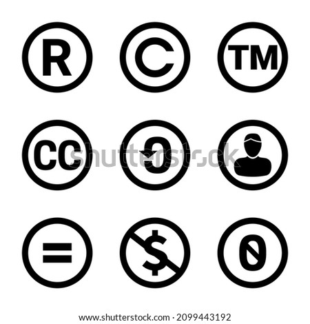 Creative Commons License Icons and Registered Trademark Copyright Icon Set