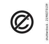 Creative commons public domain. Copyright, copywriting or bookmark icon. Vector symbol of prohibition. Non copyright icon sign. Free to use. Without legal recognition. Graphic design illustration.