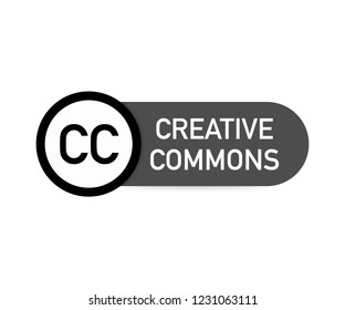 Creative commons rights management sign with circular CC icon. Vector stock illustration.