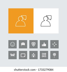 Creative Communication Line Icon mit Bonus Icons. 