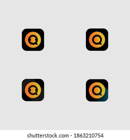 creative communicative mobile app icon set or logo