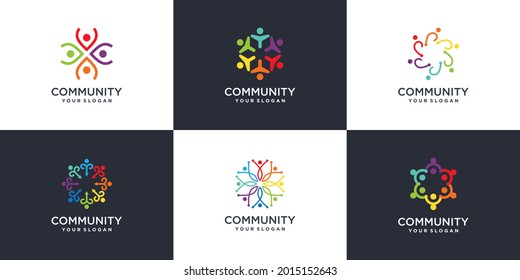 Colección de logotipos abstractos de la comunidad creativa Premium Vector