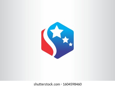 Creative community logo design with hexagon concept. Flag logo design