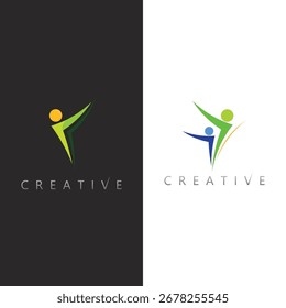 Comunidade criativa pessoas logotipo design vetor ícone para a marca de negócios moderna