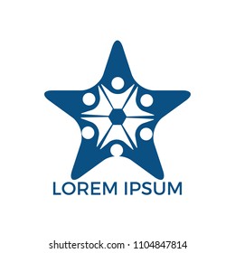 Creative community. People logo. Star people abstract vector emblem for education, social community.