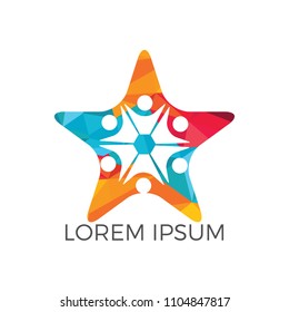 Creative community. People logo. Star people abstract vector emblem for education, social community.