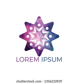 Creative community. People logo. Star people abstract vector emblem for education, social community.