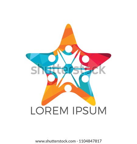 Creative community. People logo. Star people abstract vector emblem for education, social community.