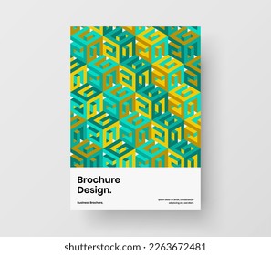 Creative company brochure A4 vector design template. Isolated mosaic tiles leaflet concept.