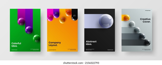 Colección de ilustraciones vectoriales de diseño de folletos de la empresa creativa. Esferas realistas y nuevas pancartas de concepto.