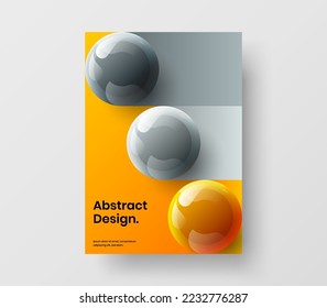 Creative company cover A4 design vector concept. Unique realistic balls handbill illustration.