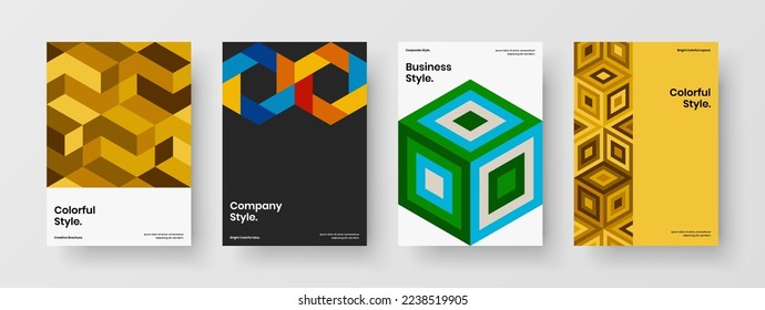 Creative company cover A4 vector design layout composition. Amazing mosaic pattern banner concept bundle.