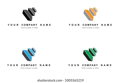 Creative company geometric logo set design with simple , gradient and perspective concept for companies , start up , education , and community. Exported as EPS 10 format