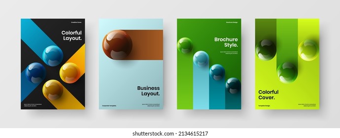 Identidad creativa de la empresa A4 diseño composición de plantillas vectoriales. Paquete de ilustraciones de portada original de bolas realistas.