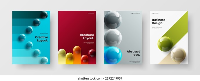 Creative company identity A4 design vector concept collection. Original realistic balls annual report template composition.