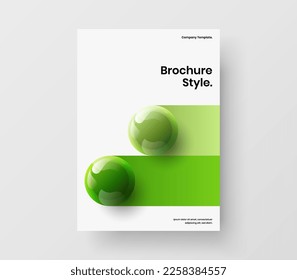 Identidad creativa de la empresa concepto de vector de diseño A4. Nuevo diseño de folletos corporativos de esferas realistas.