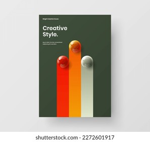 Creative company identity A4 design vector template. Trendy realistic spheres booklet illustration.