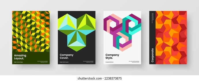 Creative company identity vector design illustration bundle. Bright mosaic pattern journal cover template collection.