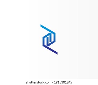 Creative company line concept logo design icon with blue color 