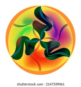 Creative company logo. The colors of the rainbow overlap each other to create depth. Pattern symbol.