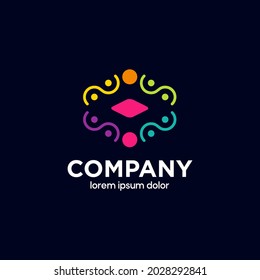 Plantilla de logotipo de empresa creativa. Estilo de diseño colorido. Usable para marca de negocios y empresa creativa. Ilustración vectorial.