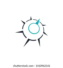 Creative Compass Concept Logo Design Template. Simple Black Blue Compass Icon Travel isolated on white background. Vector Illustration