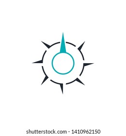Creative Compass Concept Logo Design Template. Simple Black Blue Compass Icon Travel isolated on white background. Vector Illustration
