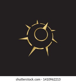 Creative Compass Concept Logo Design Template. Simple Gold Compass Icon Travel isolated on black background. Vector Illustration