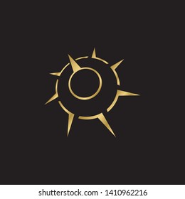 Creative Compass Concept Logo Design Template. Simple Gold Compass Icon Travel isolated on black background. Vector Illustration