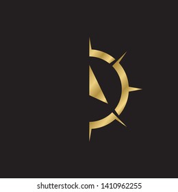 Creative Compass Concept Logo Design Template. Simple Gold Compass Icon Travel isolated on black background. Vector Illustration