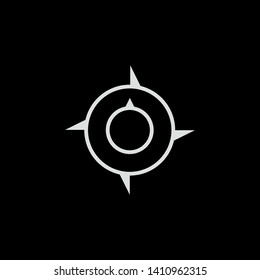 Creative Compass Concept Logo Design Template. Simple White Compass Icon Travel isolated on black background. Vector Illustration