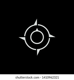 Creative Compass Concept Logo Design Template. Simple White Compass Icon Travel isolated on black background. Vector Illustration