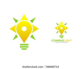 Creative Compass Lightblub Up Rise Arrow Shining Yellow Navigation Logo