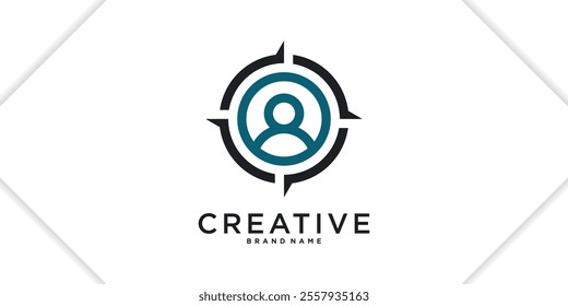 Creative compass people logo design, icon navigation