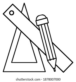 Creative composition with a contour icon on a white background. graphic design. Close-up. Vector. An icon for creativity, art, learning and society.