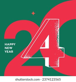 Creative Composition Happy New Year 2024 posters. Trendy holiday typography logo 2024 for season Christmas decoration.