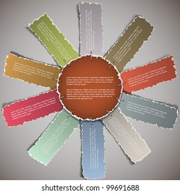 Creative composition with torn paper banners.Vector eps10